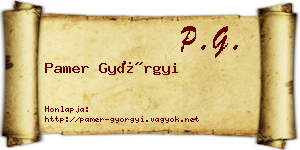Pamer Györgyi névjegykártya